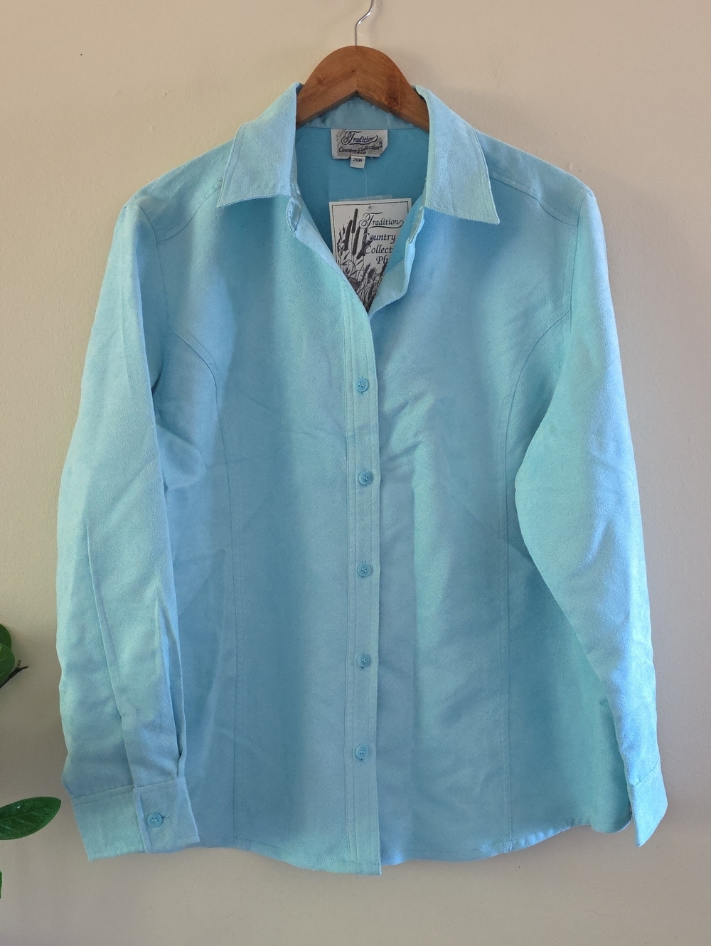 Vintage 90's BNWT Tradition Country Collection PLUS Faux Suede Shirt - Blue 20W